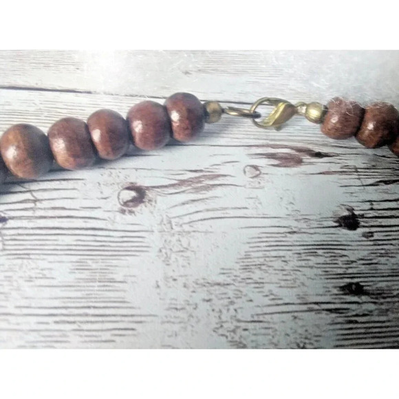 NIB Multistrand Colorful Wood and Seed Beed Necklace Brown and Ivory Tones - Picture 5 of 6